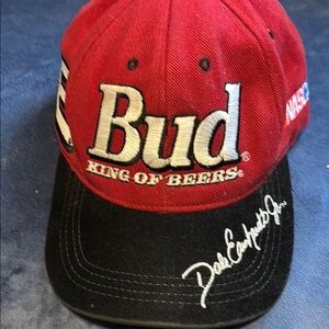 Budweiser Red and Black Hat with Signature DALE EARNHARDT JR. retro 8 car hat!